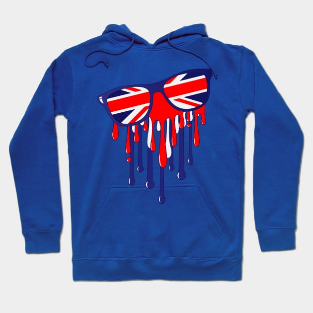 Union Jack Londoner Dripping Paint Sunglassess Hoodie by HotHibiscus